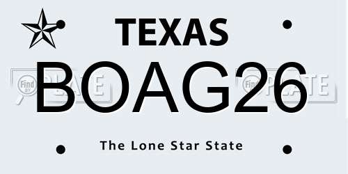 BOAG26 Texas License Plate