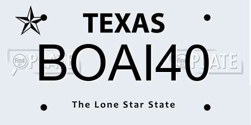 BOAI40 Texas License Plate