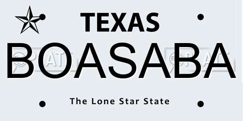 BOASABA Texas License Plate