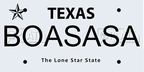 BOASASA Texas License Plate