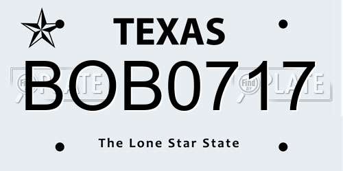 BOB0717 Texas License Plate