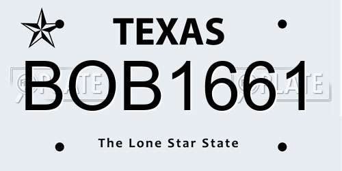 BOB1661 Texas License Plate