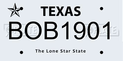 BOB1901 Texas License Plate