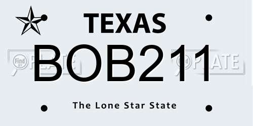 BOB211 Texas License Plate