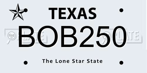 BOB250 Texas License Plate