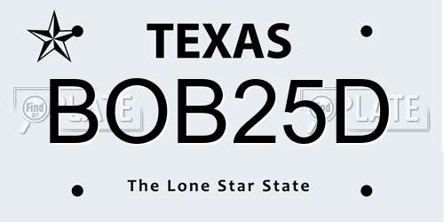 BOB25D Texas License Plate