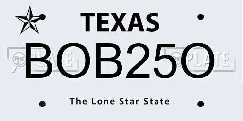 BOB25O Texas License Plate
