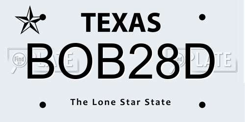 BOB28D Texas License Plate