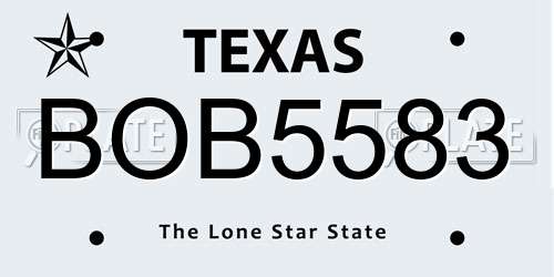 BOB5583 Texas License Plate