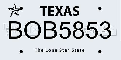 BOB5853 Texas License Plate