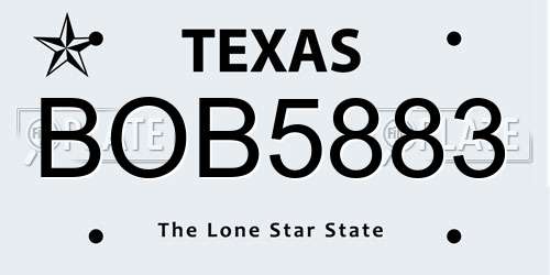 BOB5883 Texas License Plate