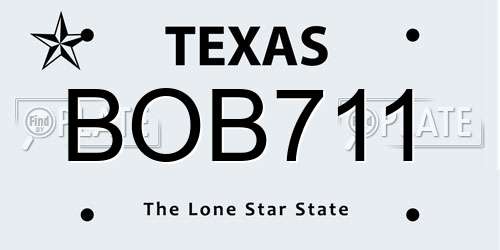 BOB711 Texas License Plate