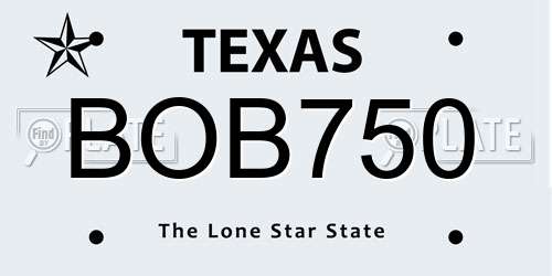 BOB750 Texas License Plate
