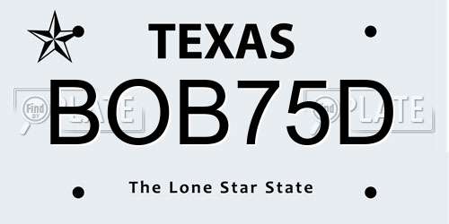 BOB75D Texas License Plate