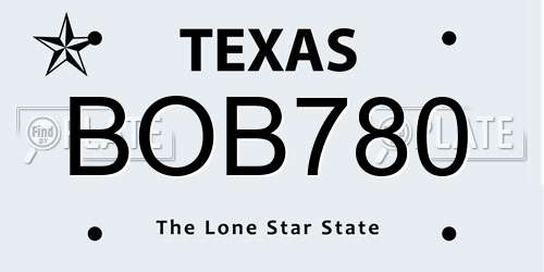 BOB780 Texas License Plate