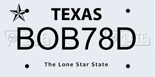 BOB78D Texas License Plate