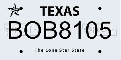 BOB8105 Texas License Plate