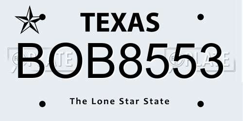 BOB8553 Texas License Plate