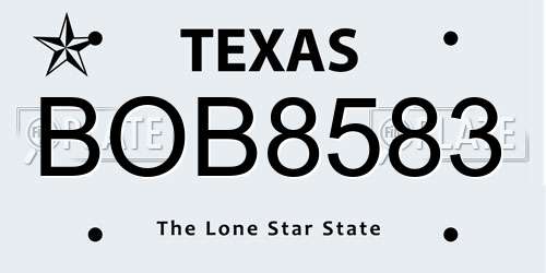 BOB8583 Texas License Plate