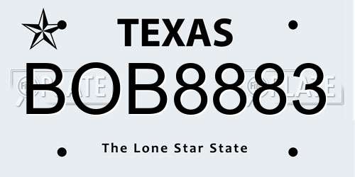 BOB8883 Texas License Plate