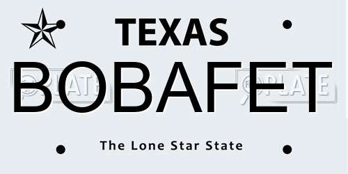 BOBAFET Texas License Plate