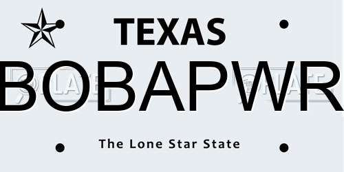 BOBAPWR Texas License Plate