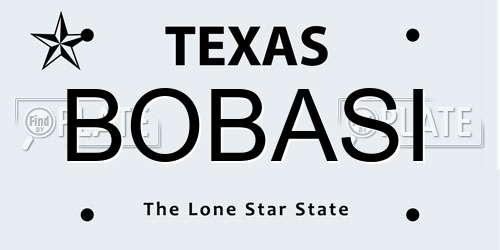 BOBASI Texas License Plate
