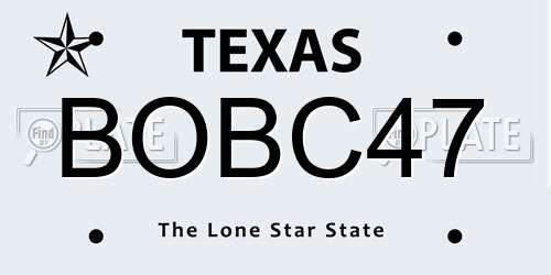 BOBC47 Texas License Plate
