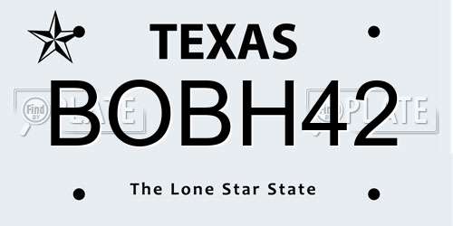BOBH42 Texas License Plate