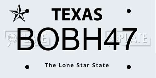 BOBH47 Texas License Plate