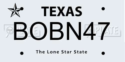 BOBN47 Texas License Plate