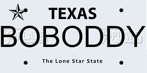 BOBODDY Texas License Plate