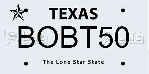 BOBT50 Texas License Plate