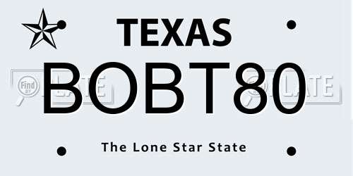 BOBT80 Texas License Plate