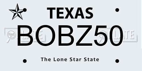 BOBZ50 Texas License Plate