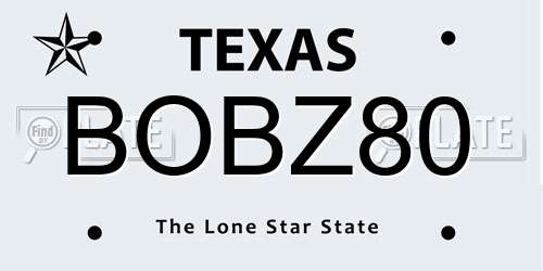 BOBZ80 Texas License Plate