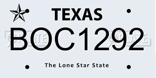 BOC1292 Texas License Plate