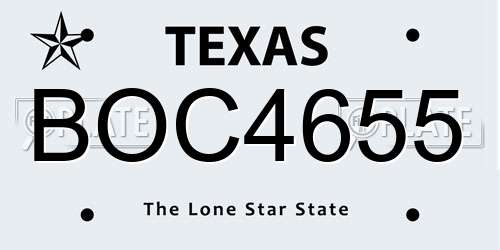 BOC4655 Texas License Plate
