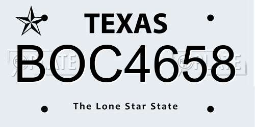 BOC4658 Texas License Plate