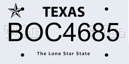 BOC4685 Texas License Plate