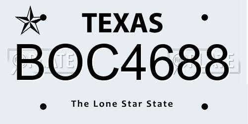 BOC4688 Texas License Plate