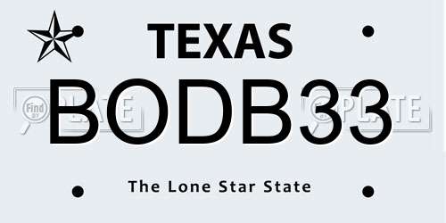 BODB33 Texas License Plate