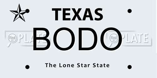 BODO Texas License Plate