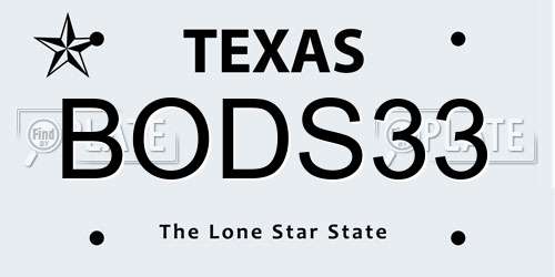 BODS33 Texas License Plate