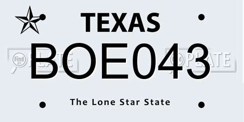 BOE043 Texas License Plate