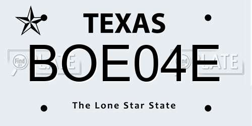BOE04E Texas License Plate
