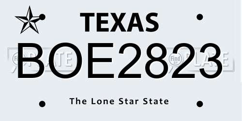 BOE2823 Texas License Plate