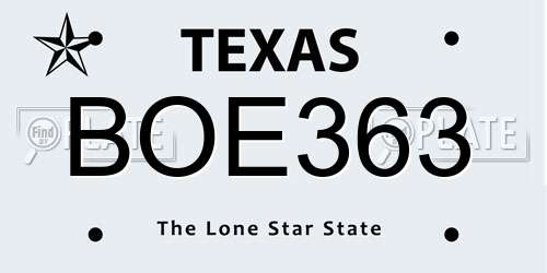 BOE363 Texas License Plate