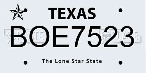 BOE7523 Texas License Plate