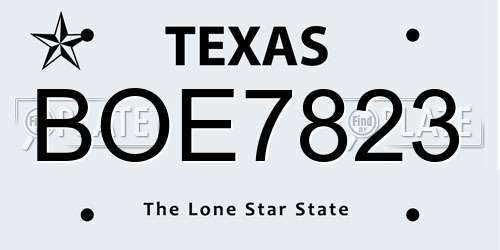BOE7823 Texas License Plate